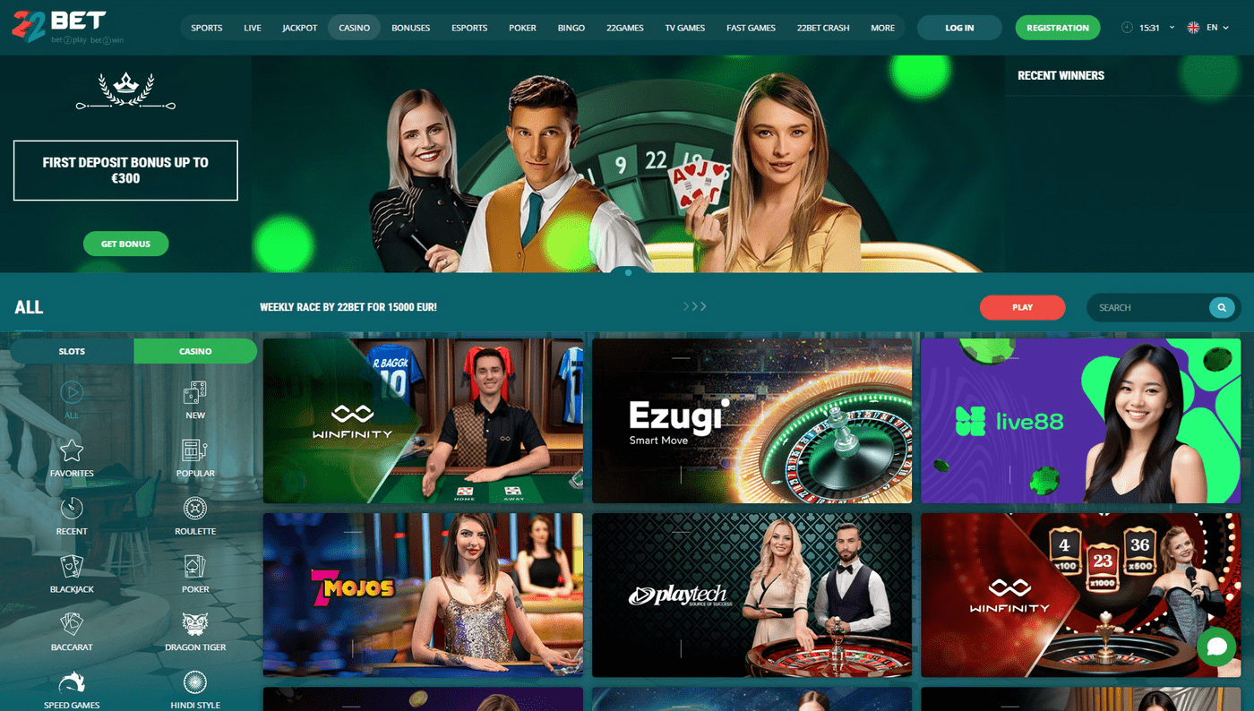 22bet spletni casino bonus