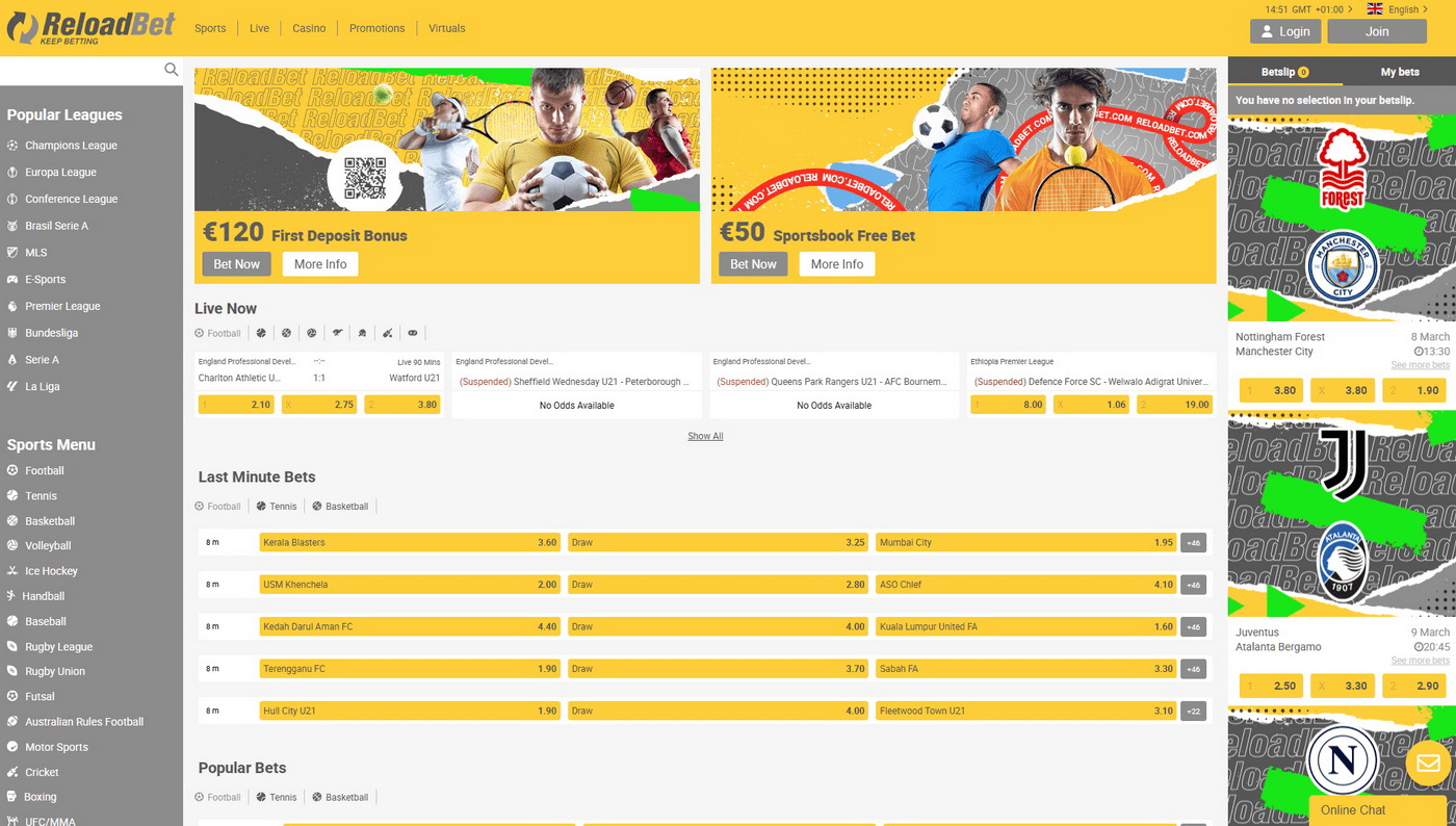 Ponudba stav stavnice Reloadbet